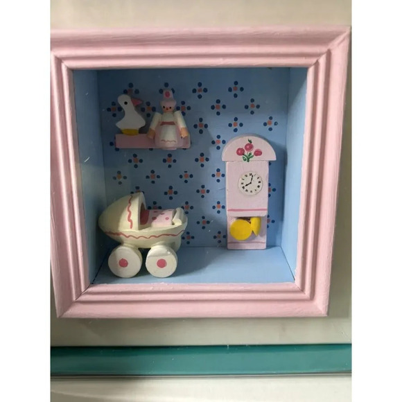 Vtg Hand Painted Wood Nursery Charms Heartline Italy W/ Box - Picture 1 of 6